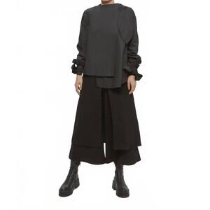 NEW THE SEI long sleeve bow shirt in black